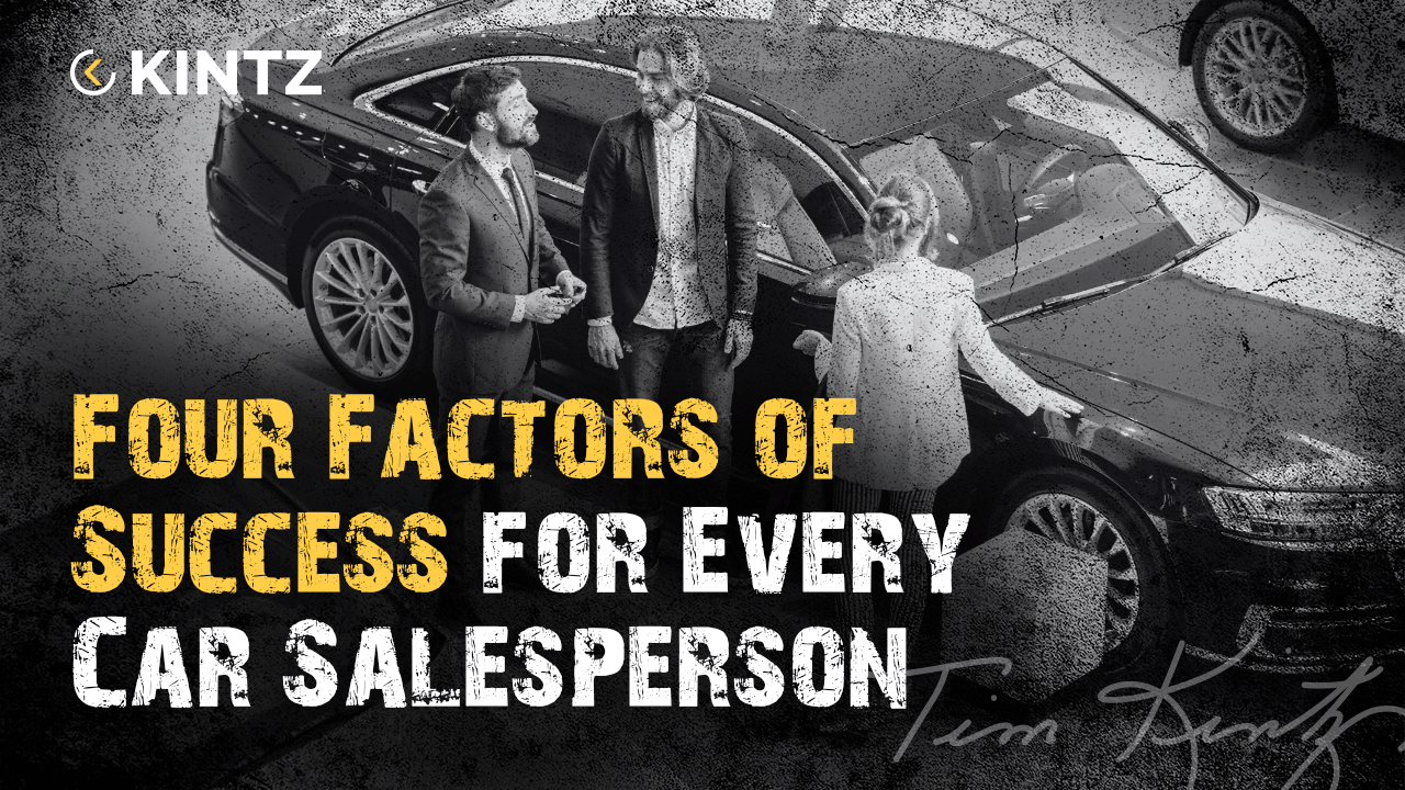 Car salesperson training with clients in a dealership