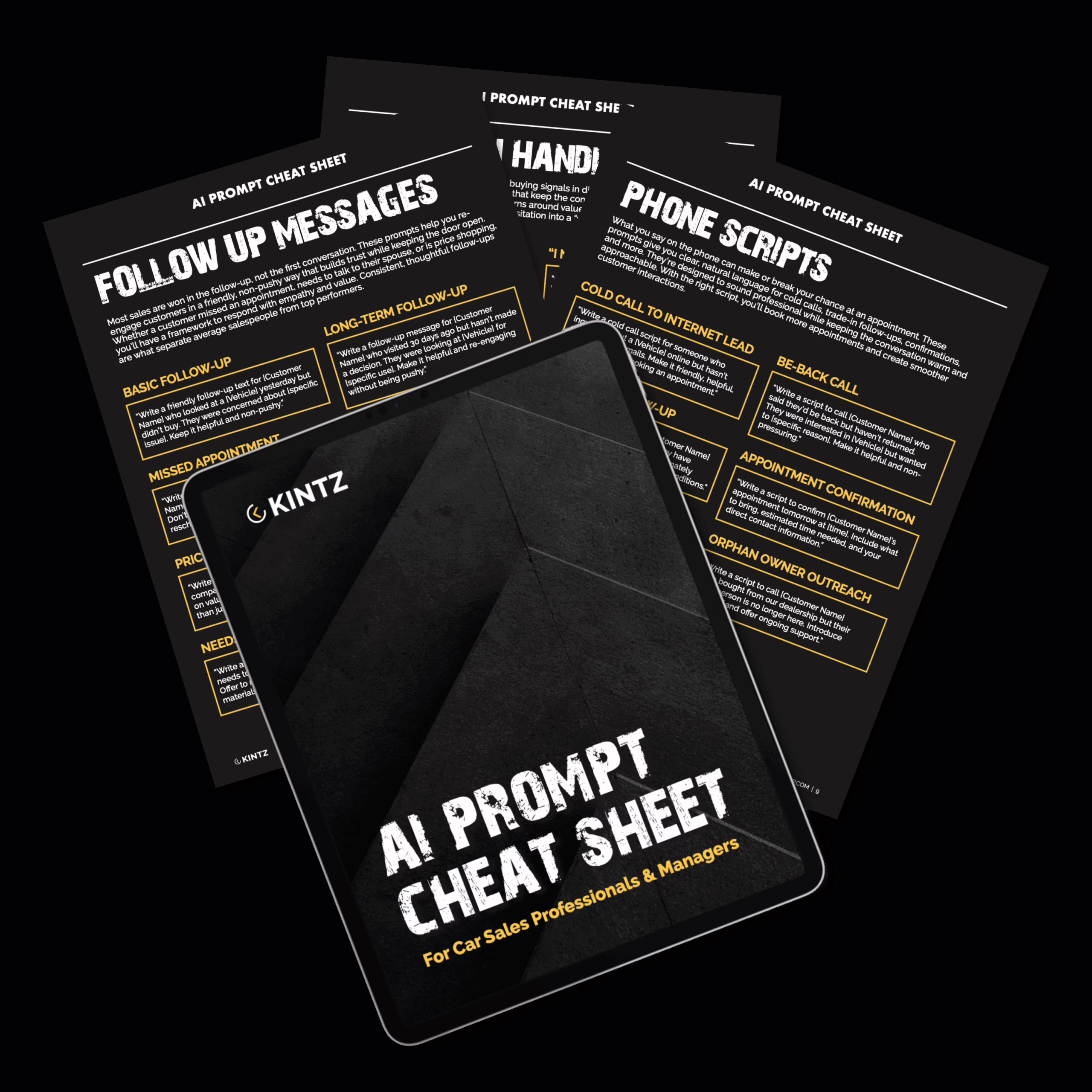 AI Prompt Cheat Sheet for Car Sales Professionals – free download with scripts for follow-up, videos, emails, CRM notes, closing, objections, and referrals