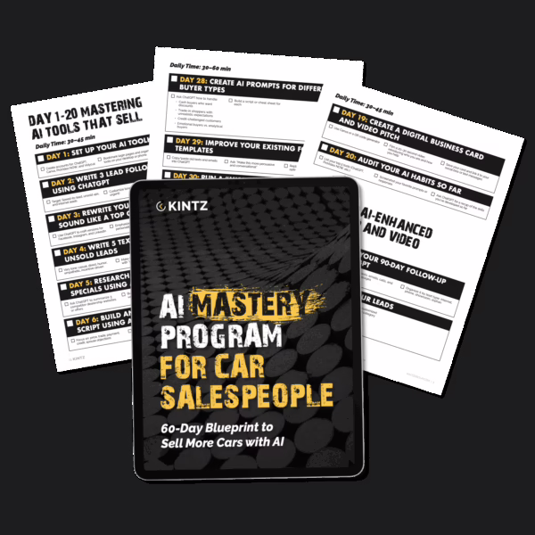 AI mastery program for car salespeople (1) Interactive AI Mastery Program Checklist – 60-day blueprint for car salespeople with daily AI prompts, scripts, and sales training tasks